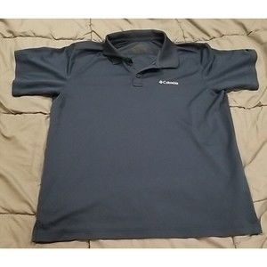 Columbia Shirt Mens Medium Polo Blue Omnishade Fishing Hiking Outdoors